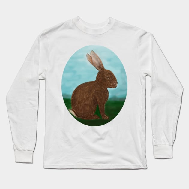 Curious Cottontail Long Sleeve T-Shirt by YollieBeeArt